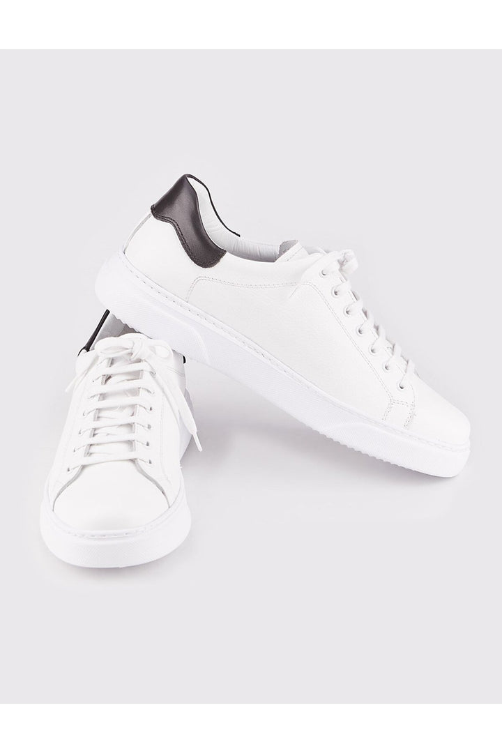 Cabani Shoes Chaussures de sport pour hommes en cuir véritable noires à lacets - Noir