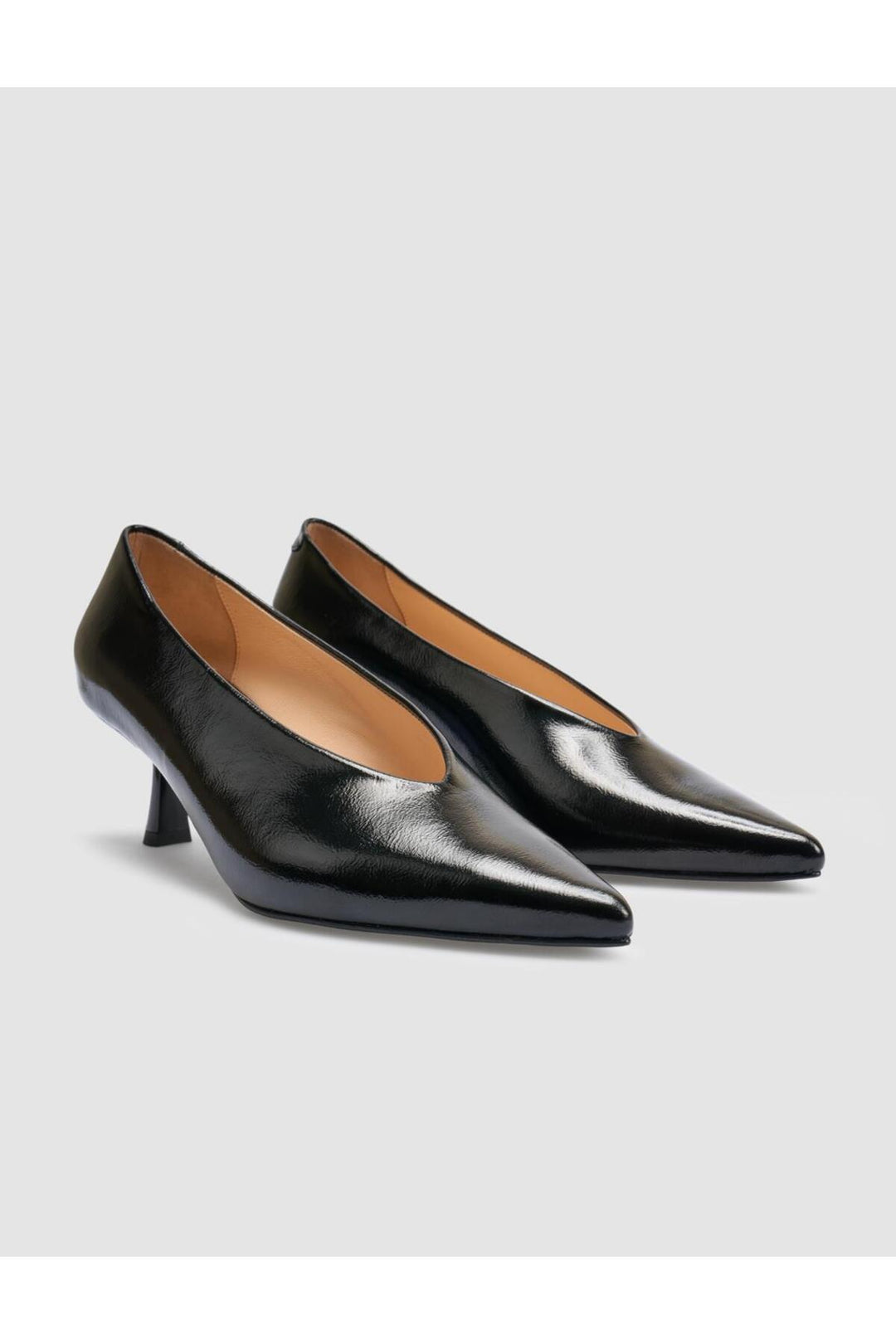 Cabani Shoes %100 Cuir véritable Escarpins noirs en vernis pour femmes - Noir