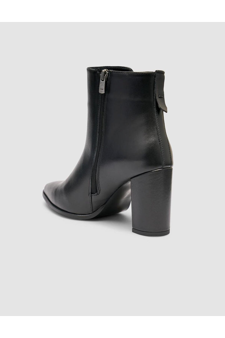 Cabani Shoes Bottines à talons pour femmes en cuir véritable, noires, à fermeture éclair. - Multicolore