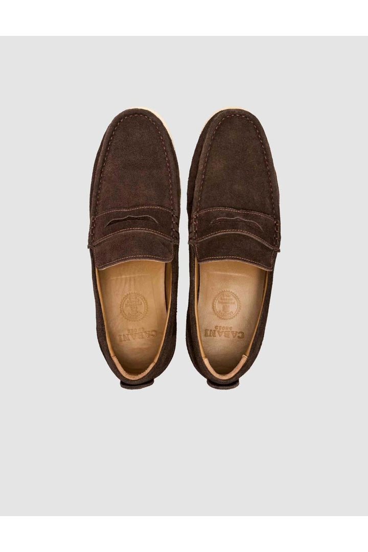 Cabani Shoes Chaussures Loafer pour hommes en cuir suédé véritable sans lacets, marron. - Marron