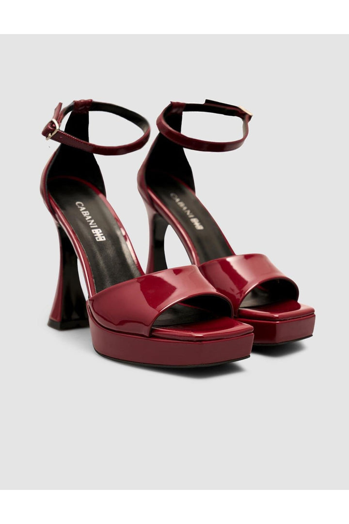 Cabani Shoes Chaussures à talons plateforme pour femmes, bordeaux avec bande. - Bordeaux