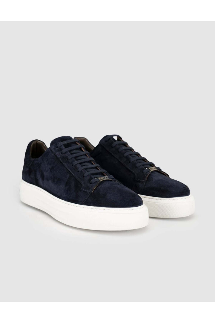 Cabani Shoes Baskets pour hommes en cuir véritable suédé bleu marine - Multicolore