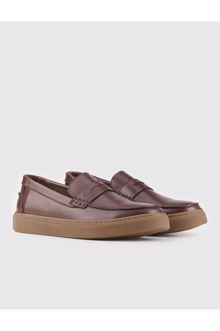 Cabani Shoes Chaussures Loafer En Cuir Véritable Marron D'hiver Pour Hommes - Multicolore