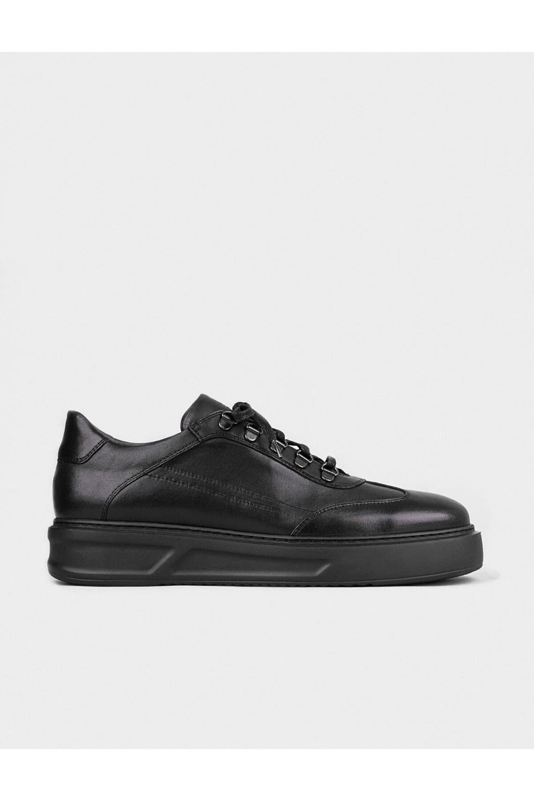 Cabani Shoes Chaussures de sport pour hommes en cuir véritable noir à lacets avec doublure en cuir. - Noir