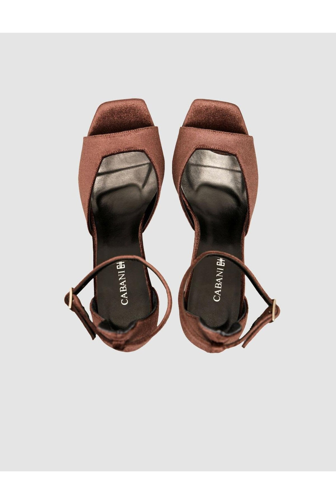Cabani Shoes Chaussures à talons pour femmes en velours marron foncé avec boucle à la cheville - Marron