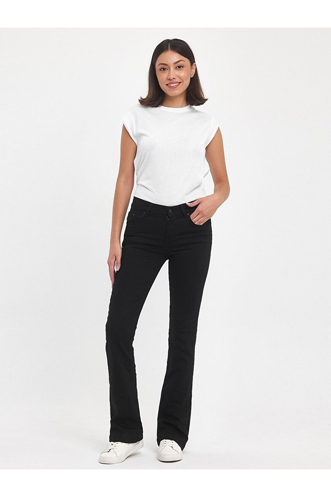 LTB Pantalon en jean taille moyenne à jambes évasées Fallon - Noir
