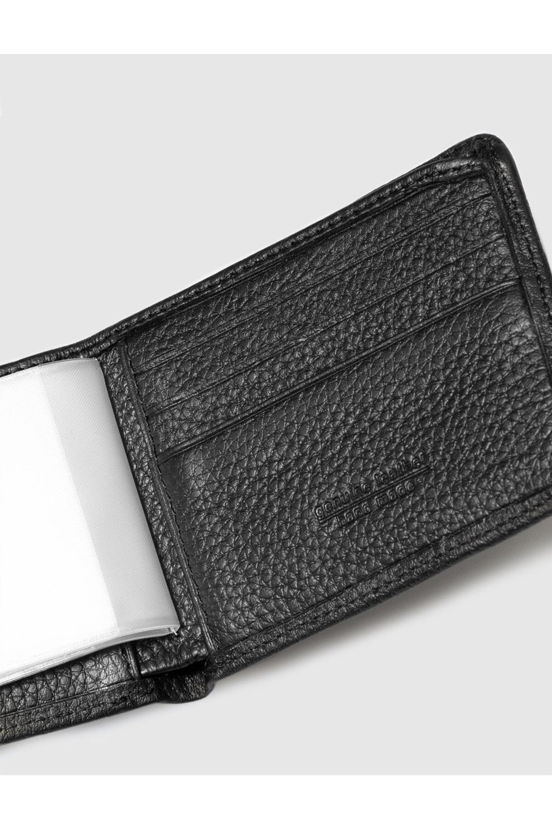 Cabani Shoes Portefeuille en cuir véritable noir avec élastique. - Noir