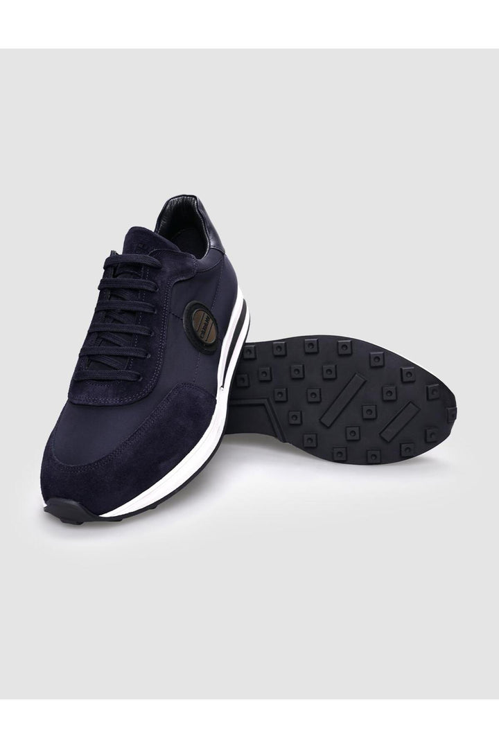 Cabani Shoes Chaussures de sport pour hommes en tricot bleu marine avec lacets. - Bleu marine