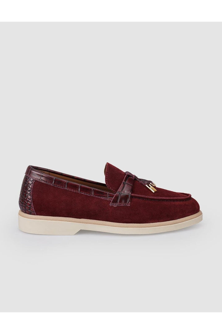 Cabani Shoes %100 Cuir véritable Mocassins en suède Bordeaux pour femmes - Bordeaux