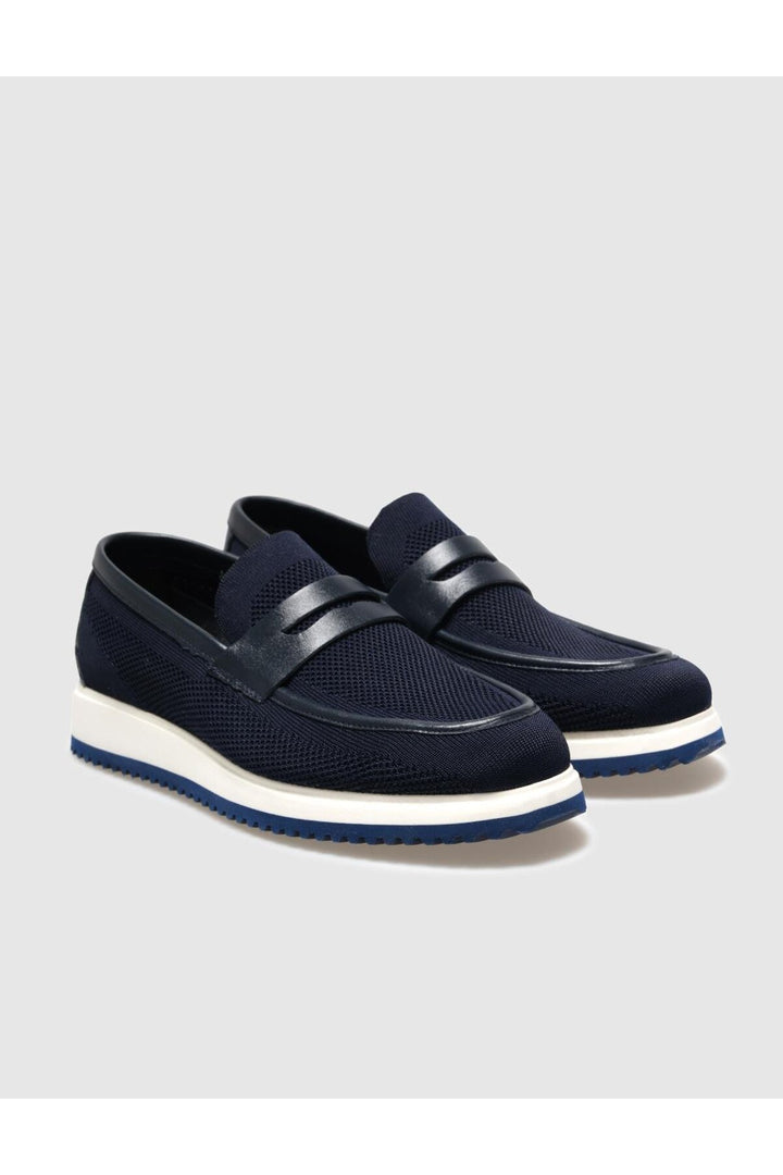 Cabani Shoes Chaussures de ville pour homme en tricot bleu marine - Bleu marine