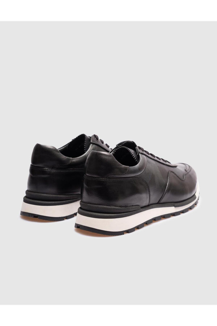 Cabani Shoes Chaussures de sport pour hommes en cuir véritable kaki à lacets - Multicolore