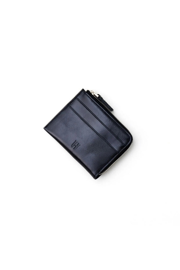 helmbrook Porte-cartes zippé en cuir véritable pour homme avec protection RFID Seward Black