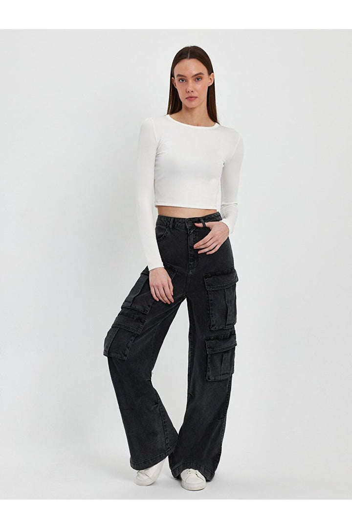 LTB Pantalon Cargo Marien Taille Haute - Gris