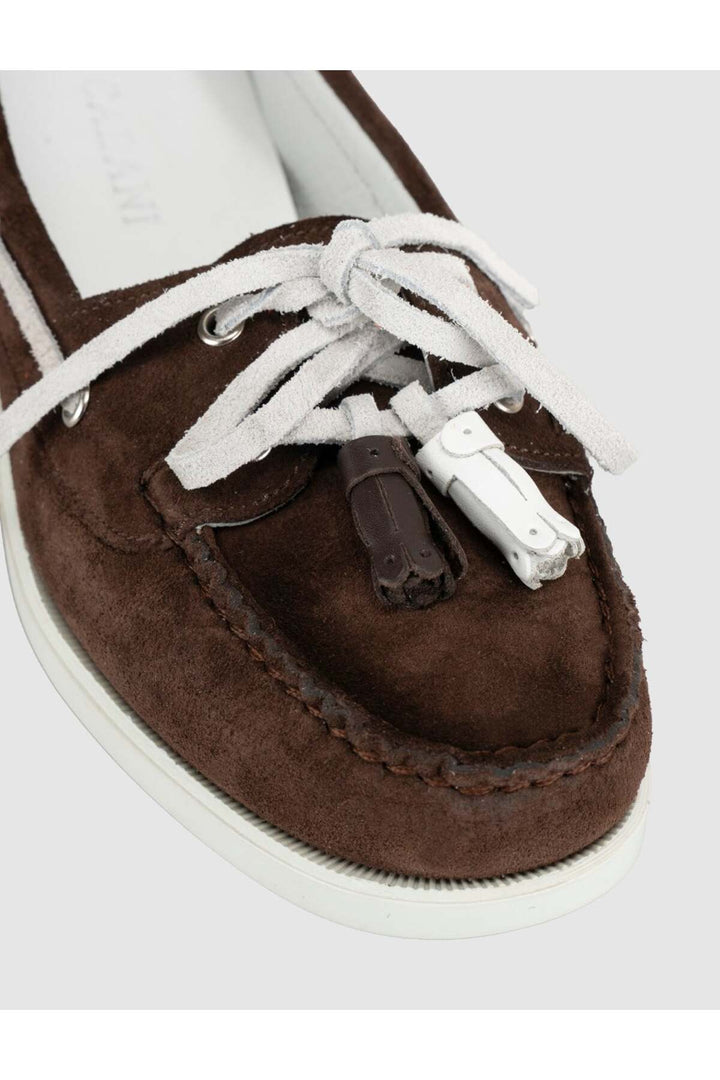 Cabani Shoes Mocassins en cuir véritable marron avec détails - Multicolore