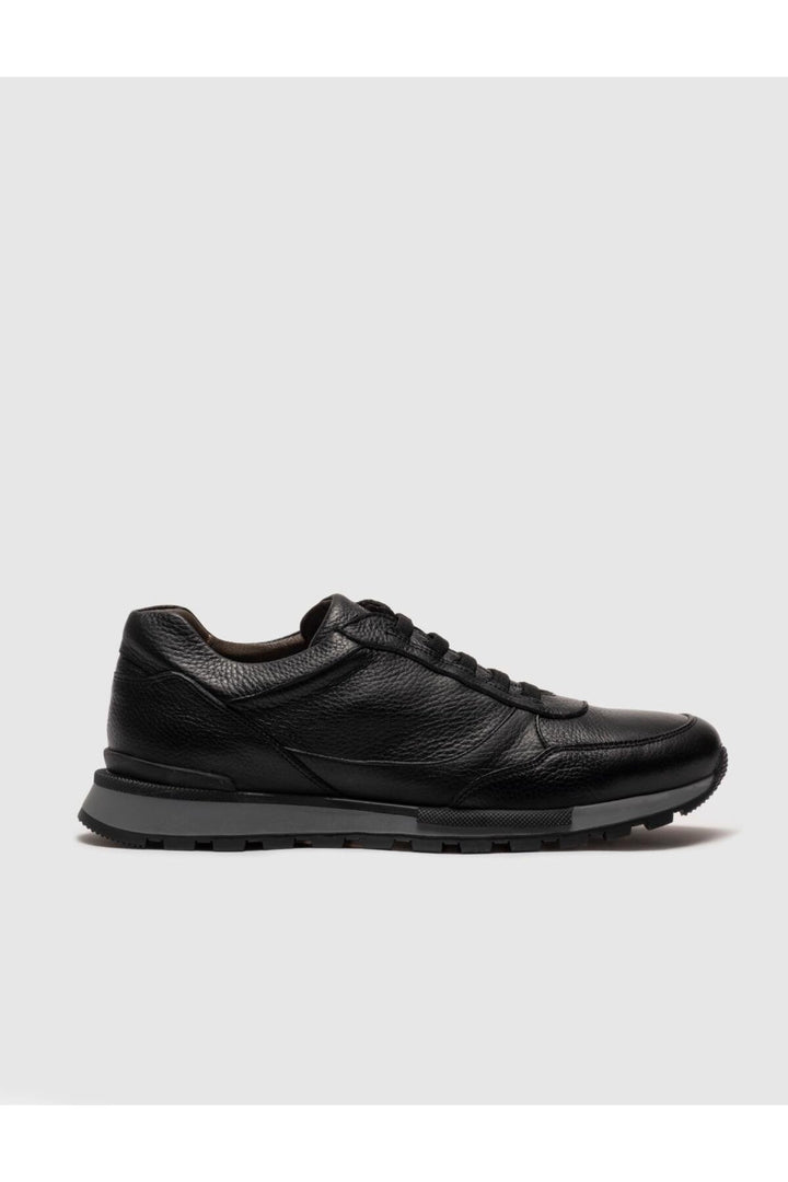Cabani Shoes Laganza Chaussures de sport pour hommes en cuir véritable noires à lacets - Noir