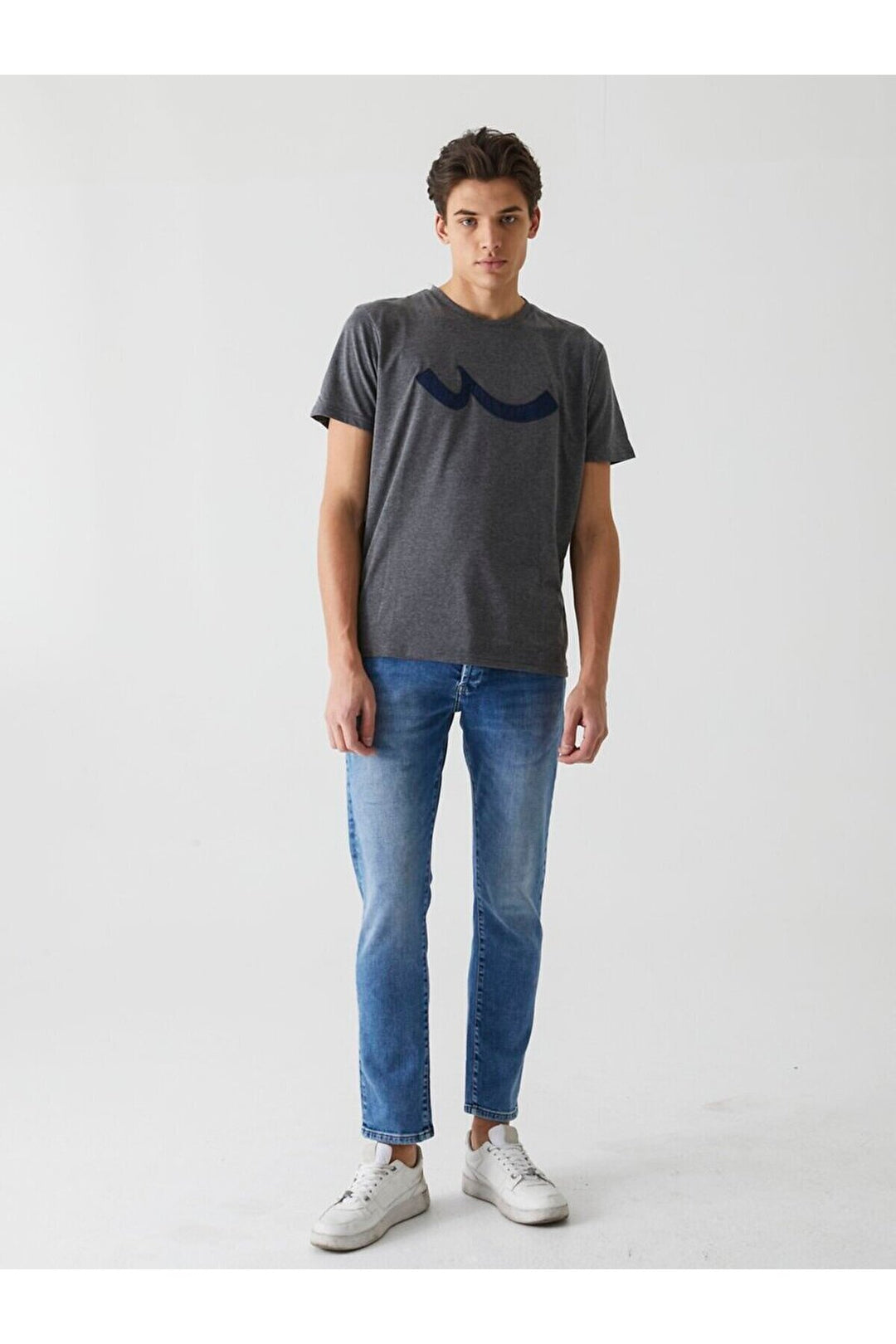 LTB T-shirt anthracite avec logo ras du cou
