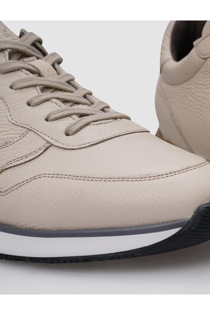 Cabani Shoes %100 Cuir véritable Chaussures de sport pour hommes beige à lacets - Beige