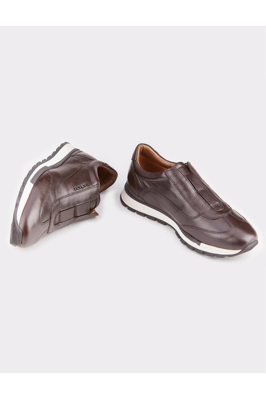 Cabani Shoes Baskets sportives en cuir véritable marron pour homme - Marron