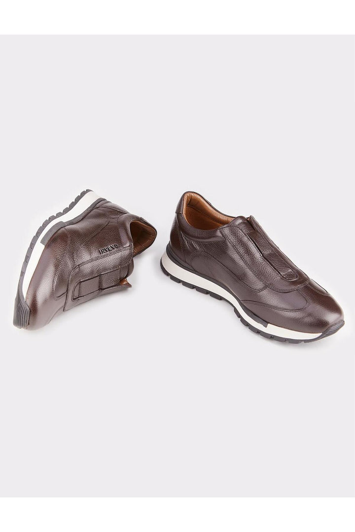 Cabani Shoes Baskets sportives en cuir véritable marron pour homme - Marron