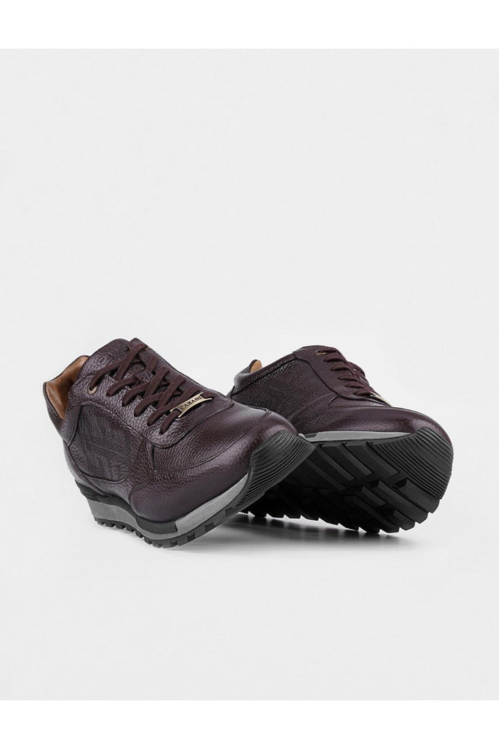 Cabani Shoes Chaussures de sport pour hommes en cuir véritable marron à lacets avec semelle thermique. - Marron