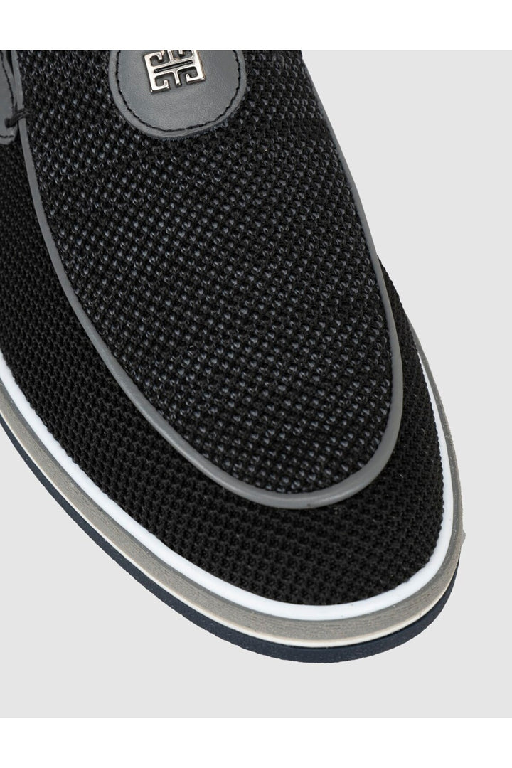 Cabani Shoes Mocassins noirs pour hommes avec détails en tricot - Multicolore