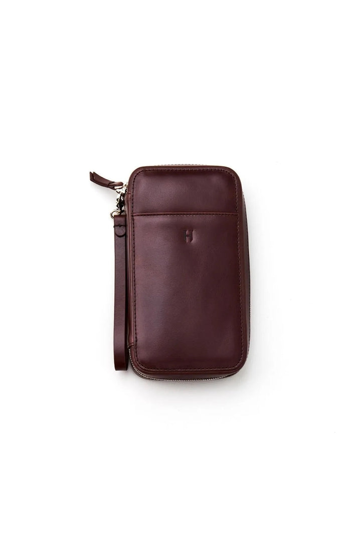 helmbrook Sac à main en cuir véritable Bracelet Poche avant RFID Protégé Café Carlye