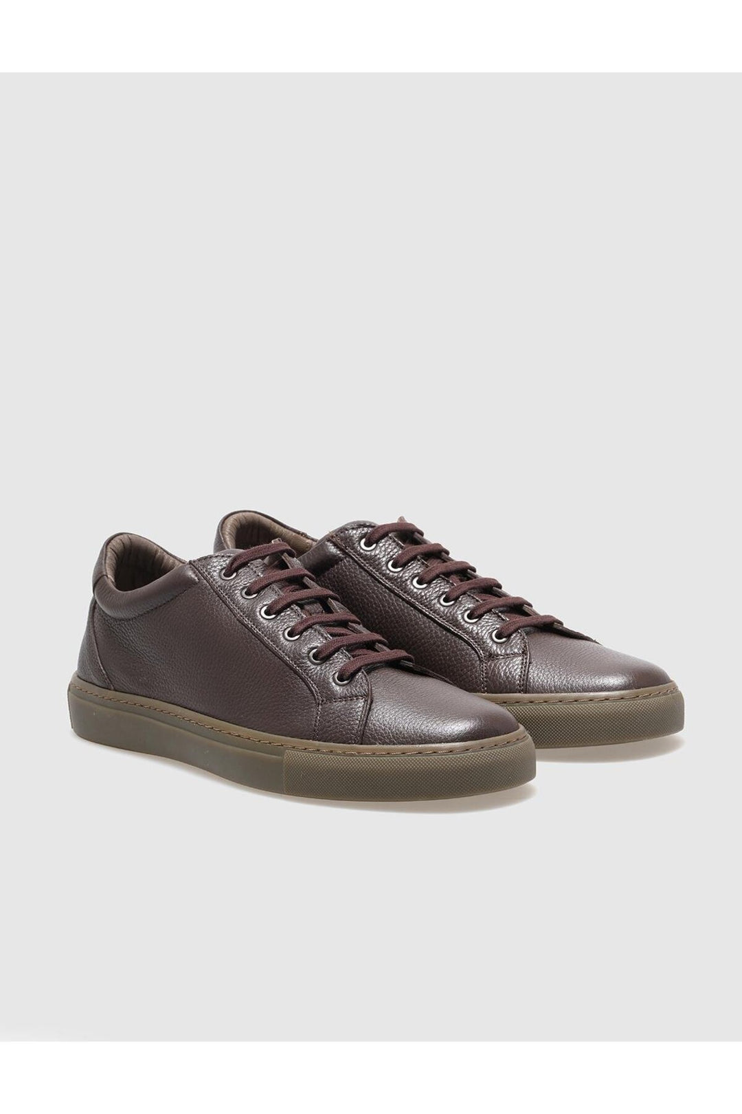 Cabani Shoes Baskets pour hommes en cuir véritable marron à lacets - Marron