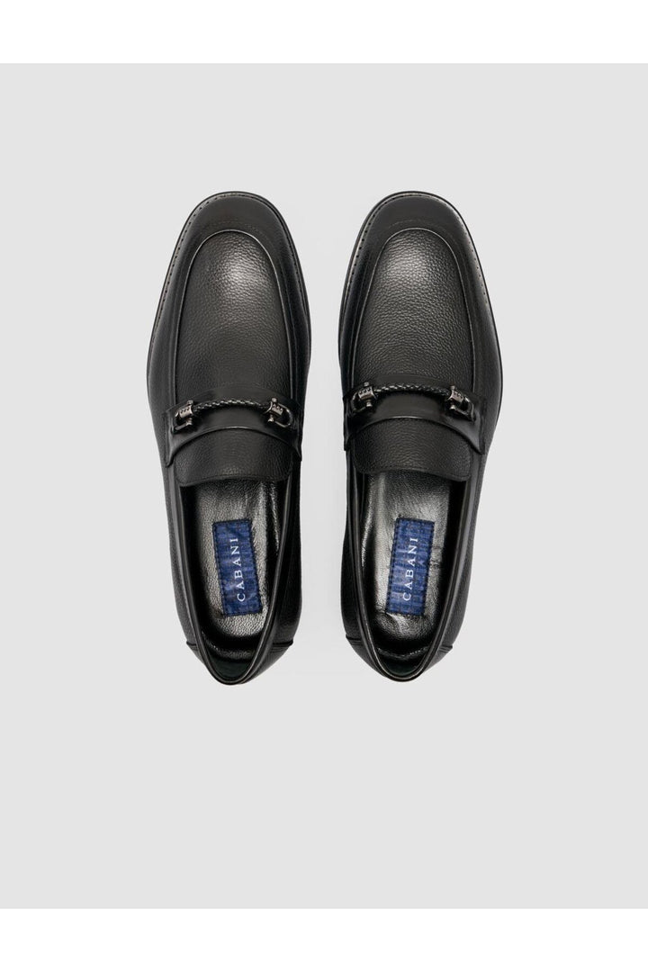 Cabani Shoes %100 Cuir véritable Mocassins pour hommes avec détail de boucle noire - Noir