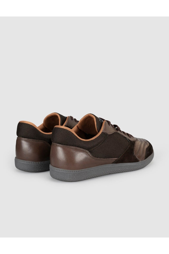 Cabani Shoes Baskets pour hommes en cuir véritable marron - Marron