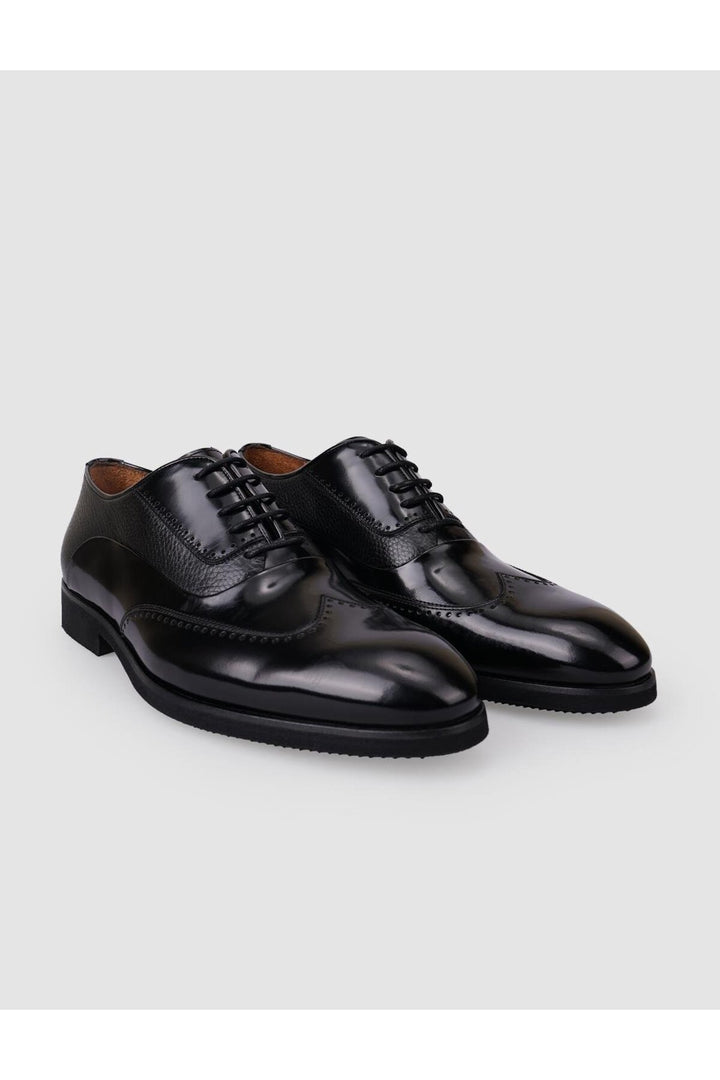 Cabani Shoes Chaussures classiques pour hommes en cuir véritable noir à lacets ouverts 100% - Multicolore