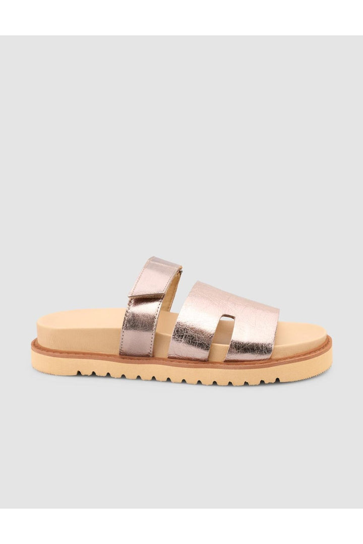 Cabani Shoes %100 Cuir véritable Sandales brillantes en bronze pour femmes - Bronze