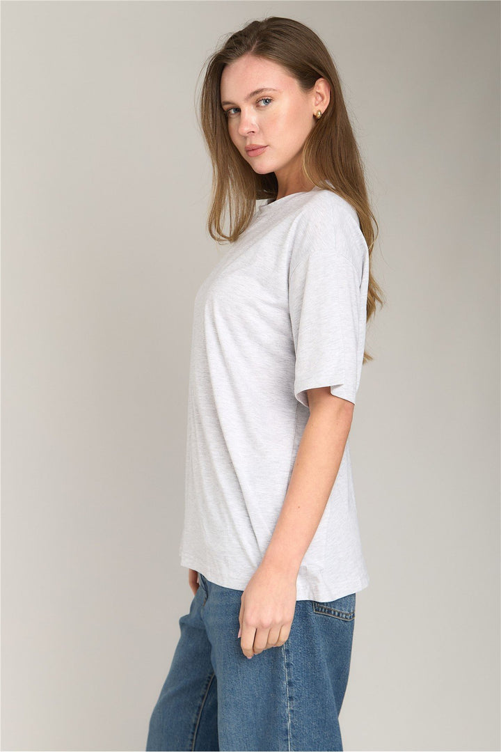 Lovely Things INA Basic Oversize T-shirt Vêtements supérieurs Haut de pyjama - Gris melange