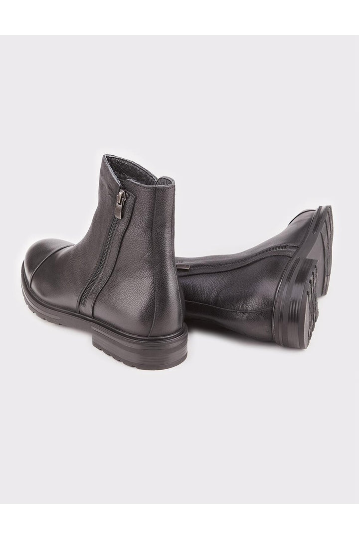 Cabani Shoes Bottines pour hommes en cuir véritable avec semelle en caoutchouc, noires et à fermeture éclair. - Multicolore