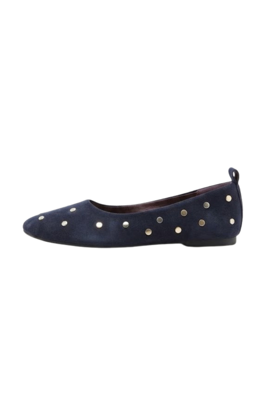Wavelys LYN Chaussures Ballerines en Cuir Suédé Véritable à Semelle Confortable avec Clous Métalliques - Bleu marine