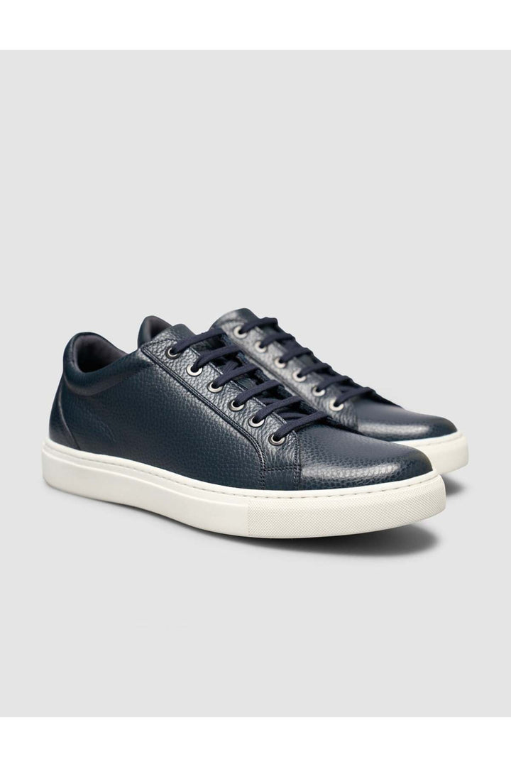 Cabani Shoes %100 Cuir véritable Baskets pour hommes à lacets Bleu marine - Bleu marine
