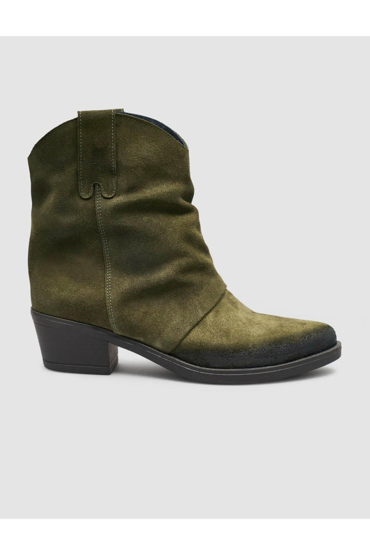 Cabani Shoes Bottines western en cuir suédé véritable vert pour femme - Multicolore