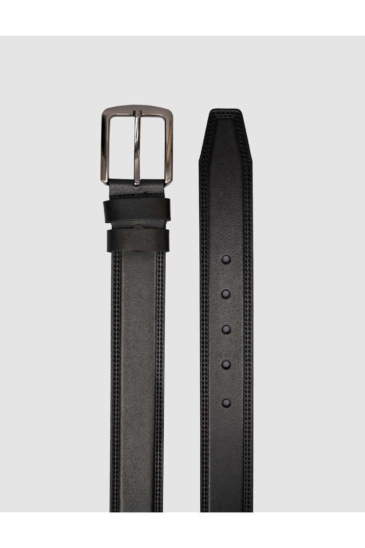 Cabani Shoes Ceinture classique pour homme en cuir véritable bleu marine. - Noir