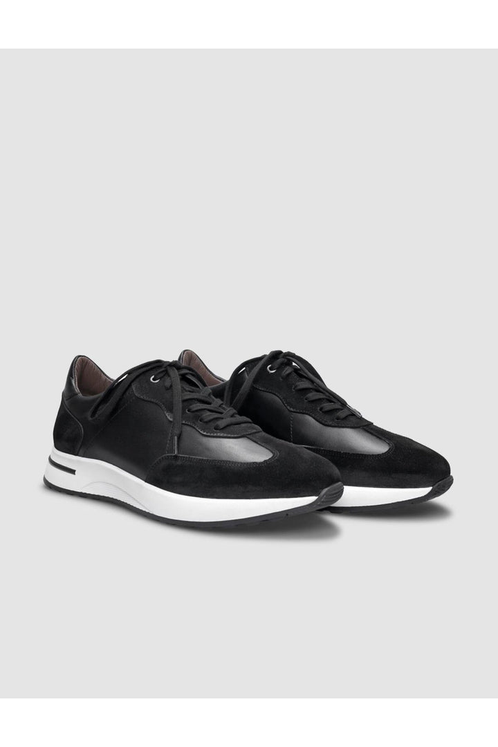Cabani Shoes Chaussures de sport pour hommes en cuir véritable noires à lacets - Noir