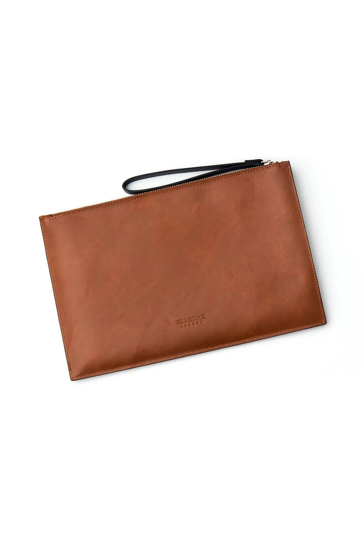 helmbrook Sac porte-documents en cuir véritable pour femme avec fermeture à glissière RFID Protégé Beverly Tan Coffee