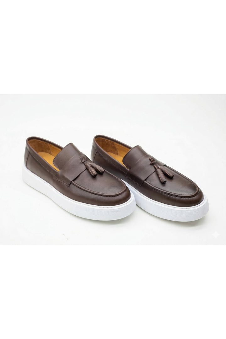 Wavelys GERARDO Mocassins en cuir décontractés et élégants pour hommes - Marron