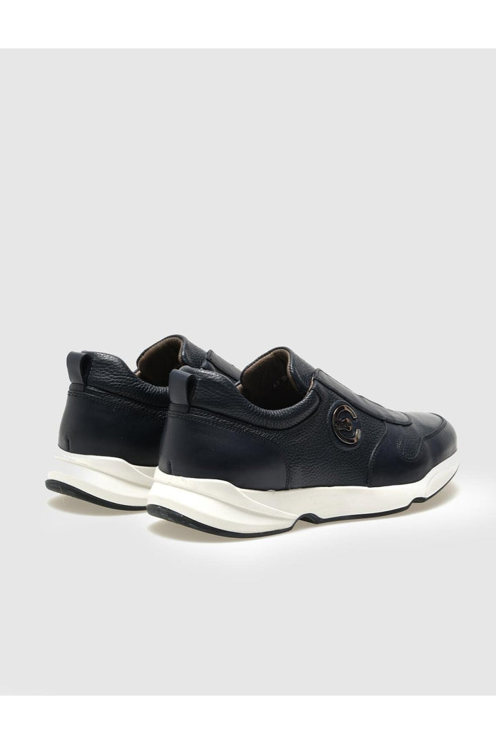 Cabani Shoes Chaussures de sport pour hommes en cuir véritable bleu marine - Bleu marine