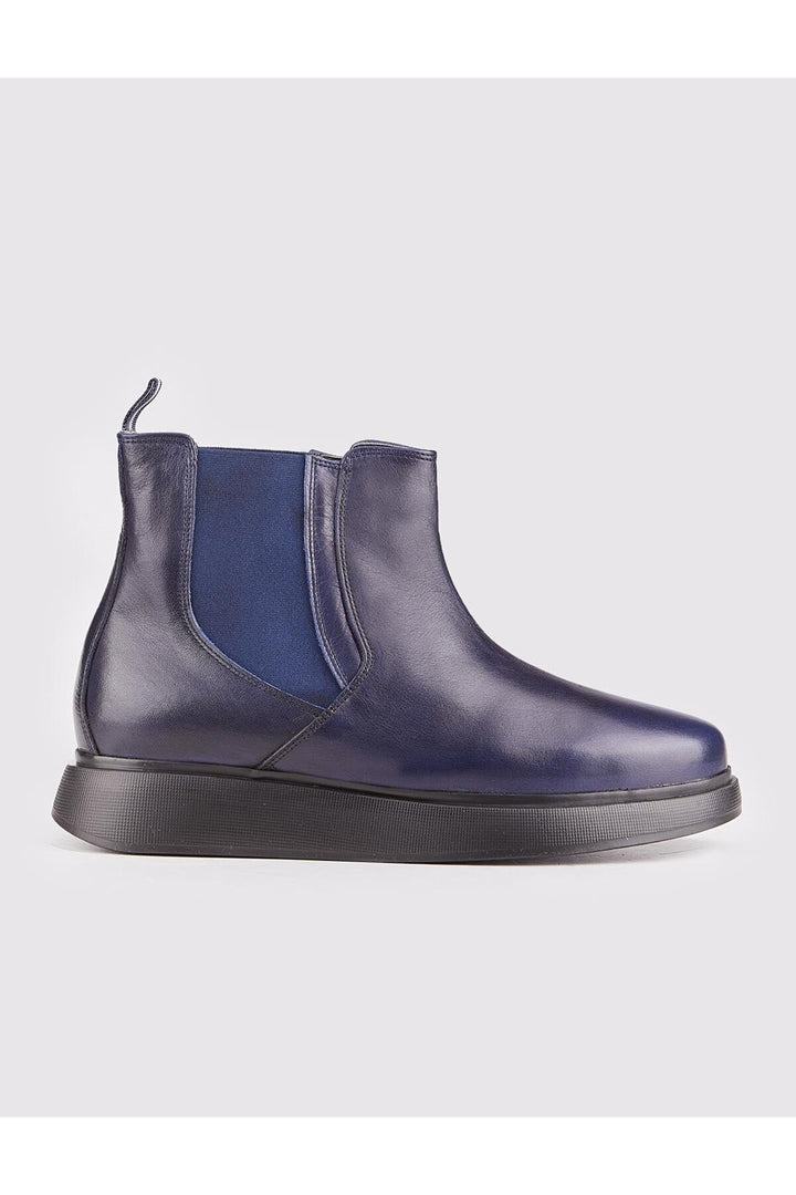 Cabani Shoes Bottines pour hommes en cuir véritable avec semelle légère en bleu marine. - Bleu marine