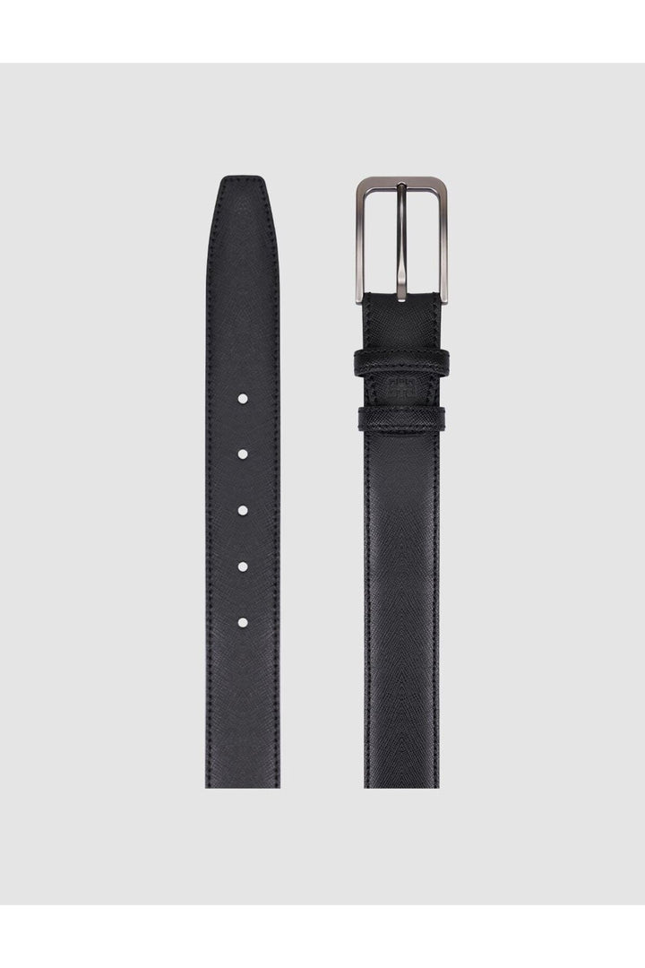 Cabani Shoes Ceinture quotidienne pour homme en cuir véritable noir à motif de 3,5 cm. - Multicolore