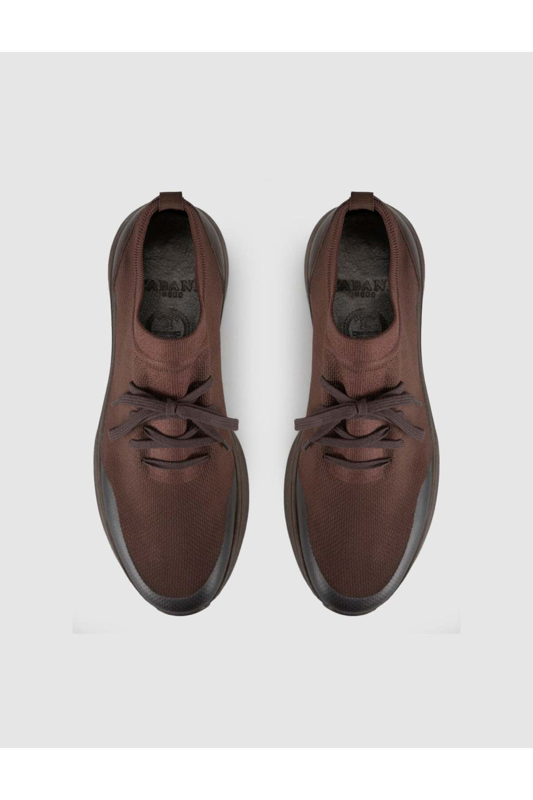 Cabani Shoes Castello Café Tricot & Cuir de Vache Véritable Baskets pour Hommes - Marron
