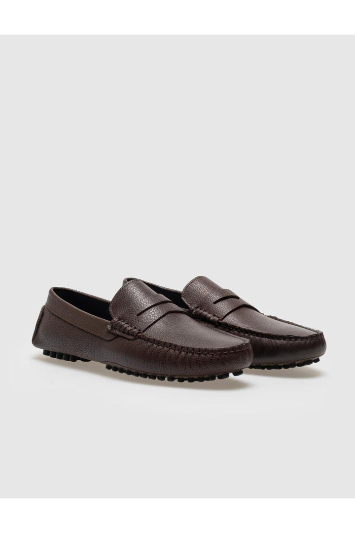 Cabani Shoes Mocassins pour hommes en cuir véritable avec ceinture marron - Multicolore