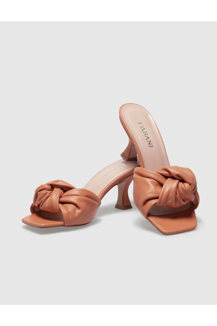 Cabani Shoes Sandales à talons fins en cuir véritable saumon pour femmes - Rose