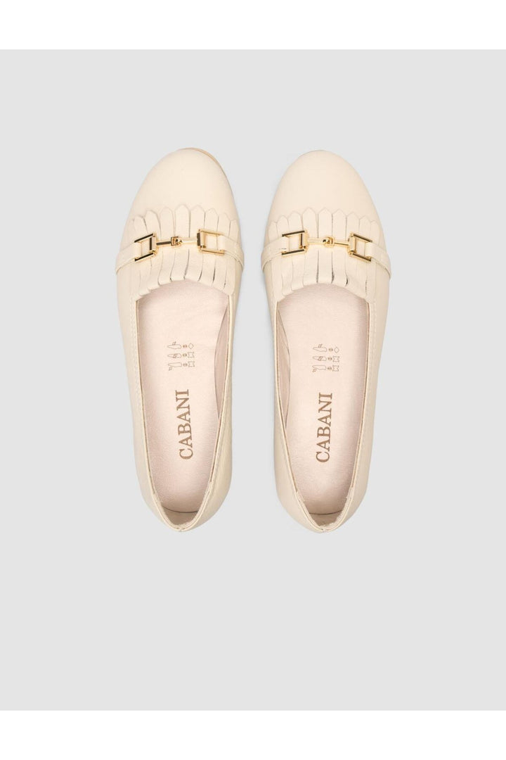 Cabani Shoes %100 Cuir Véritable Ballerines Femme Beige - Beige