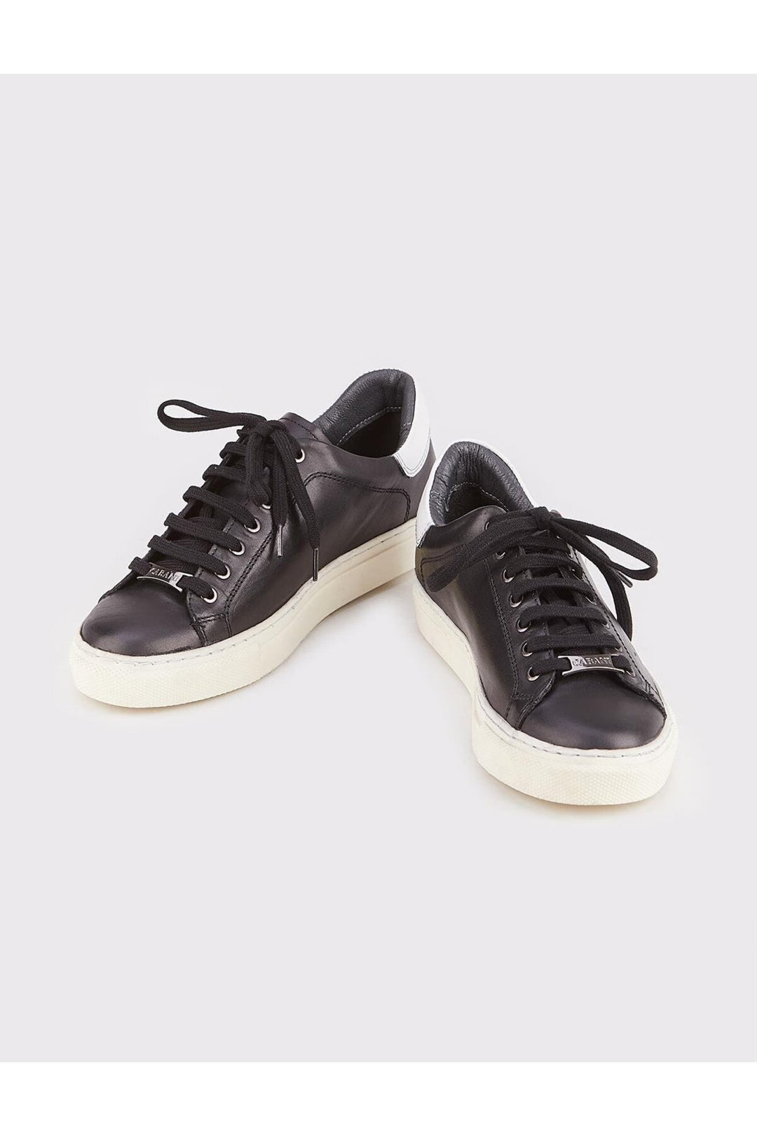 Cabani Shoes Baskets de sport pour femmes en cuir véritable noir à lacets - Multicolore