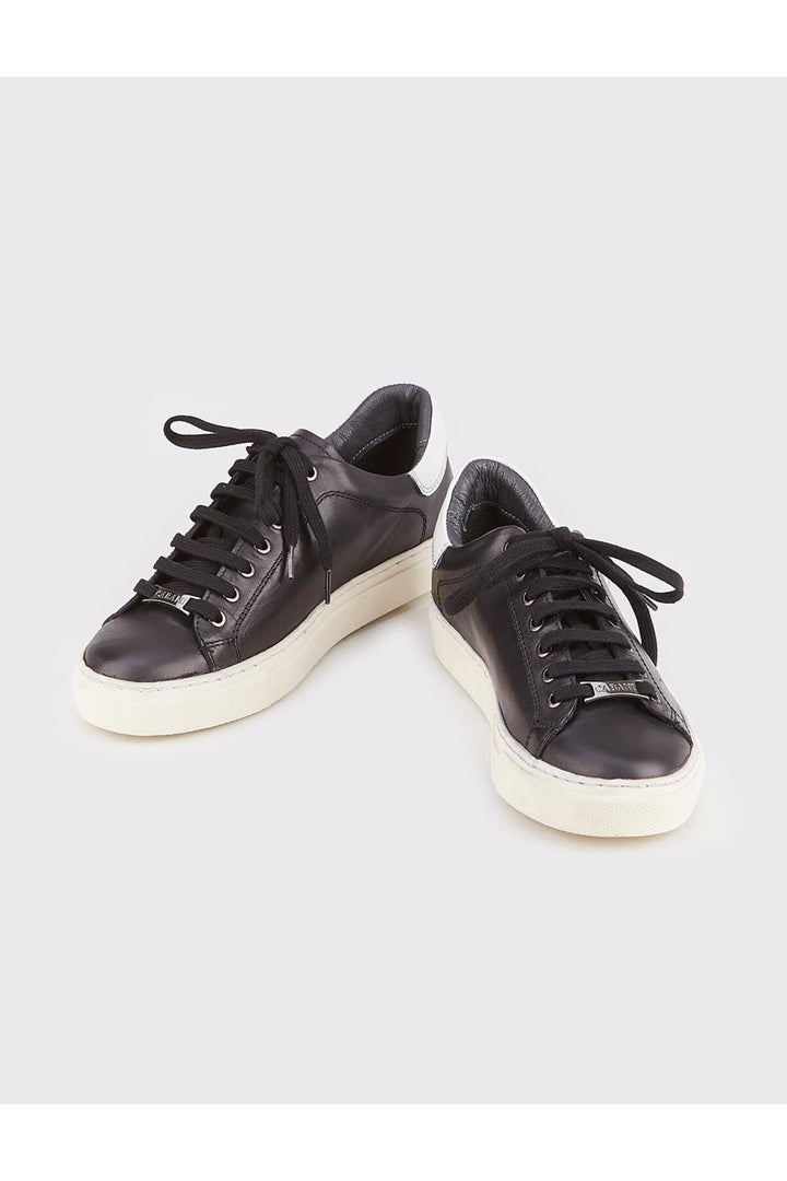 Cabani Shoes Baskets de sport pour femmes en cuir véritable noir à lacets - Multicolore