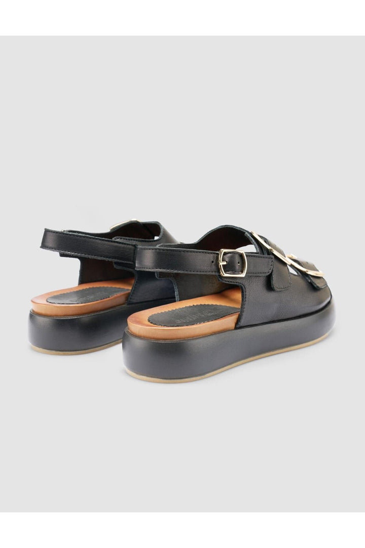 Cabani Shoes %100 Cuir véritable Sandales noires pour femmes - Multicolore
